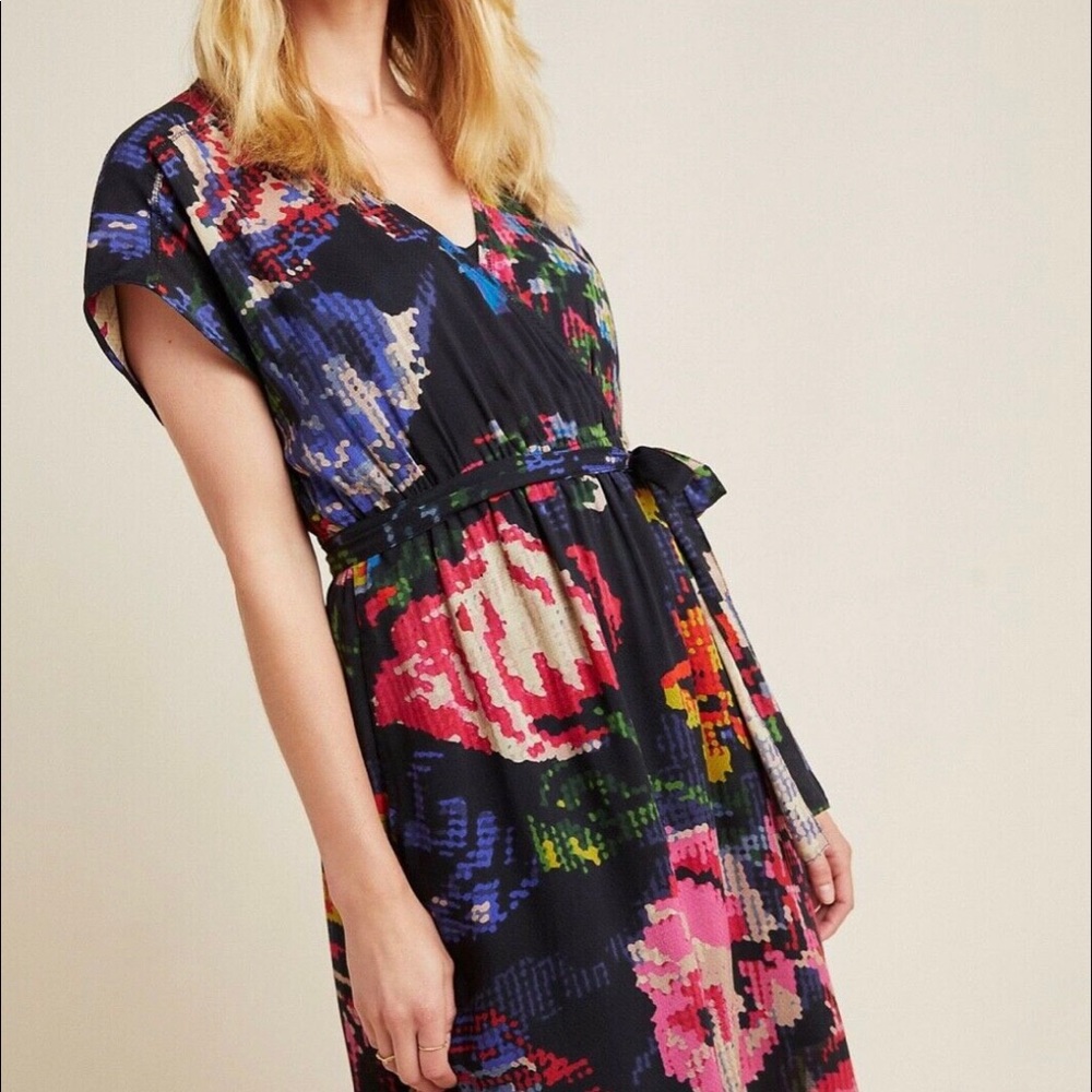 Anthropologie Astrid Needlepoint Floral Dress Sz S